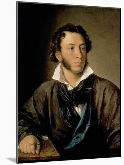 Portrait of Alexander Pushkin (1799-1837)-Vasili Andreevich Tropinin-Mounted Giclee Print