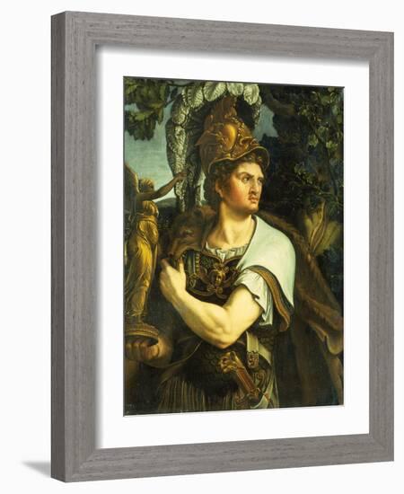 Portrait of Alexander the Great holding a Gilt Statue of Victory-Giulio Romano-Framed Giclee Print