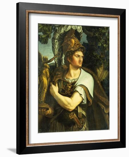 Portrait of Alexander the Great holding a Gilt Statue of Victory-Giulio Romano-Framed Giclee Print