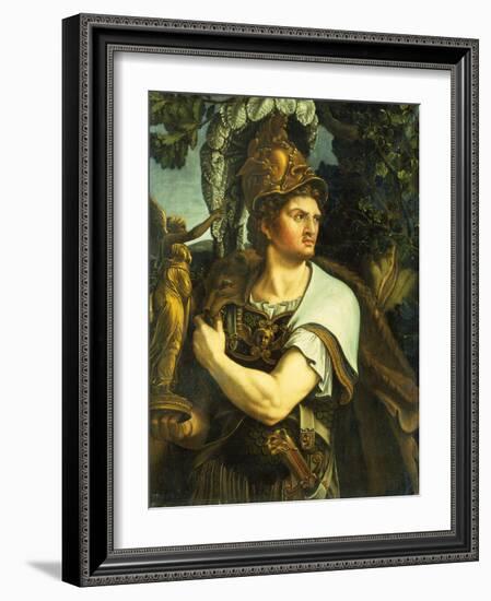Portrait of Alexander the Great holding a Gilt Statue of Victory-Giulio Romano-Framed Giclee Print