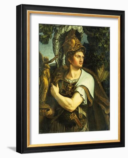 Portrait of Alexander the Great holding a Gilt Statue of Victory-Giulio Romano-Framed Giclee Print