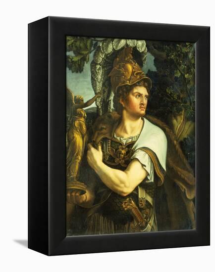 Portrait of Alexander the Great holding a Gilt Statue of Victory-Giulio Romano-Framed Premier Image Canvas