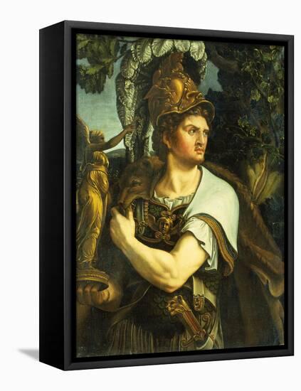 Portrait of Alexander the Great holding a Gilt Statue of Victory-Giulio Romano-Framed Premier Image Canvas