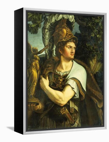 Portrait of Alexander the Great holding a Gilt Statue of Victory-Giulio Romano-Framed Premier Image Canvas