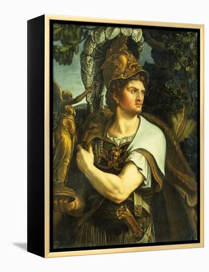 Portrait of Alexander the Great holding a Gilt Statue of Victory-Giulio Romano-Framed Premier Image Canvas