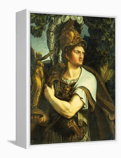 Portrait of Alexander the Great holding a Gilt Statue of Victory-Giulio Romano-Framed Premier Image Canvas