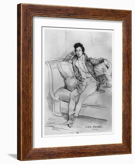 Portrait of Alexandre Dumas, Père-Achille Deveria-Framed Giclee Print