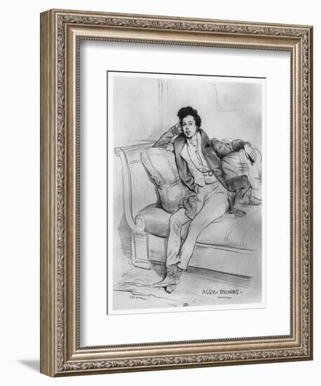 Portrait of Alexandre Dumas, Père-Achille Deveria-Framed Giclee Print