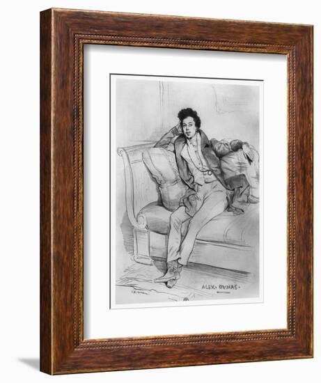 Portrait of Alexandre Dumas, Père-Achille Deveria-Framed Giclee Print