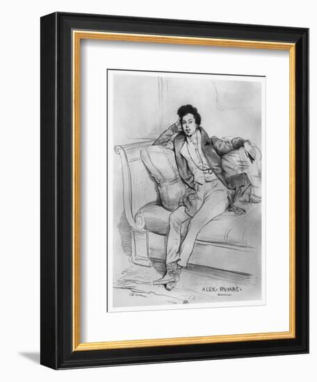 Portrait of Alexandre Dumas, Père-Achille Deveria-Framed Giclee Print