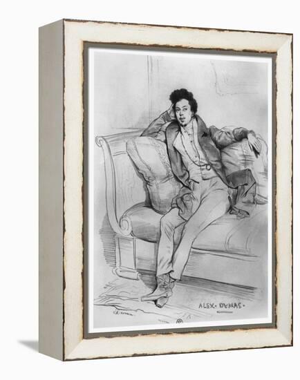 Portrait of Alexandre Dumas, Père-Achille Deveria-Framed Premier Image Canvas