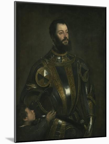 Portrait of Alfonso D'Avalos, Marchese Del Vasto, in Armor with a Page, 1533-Titian (Tiziano Vecelli)-Mounted Giclee Print