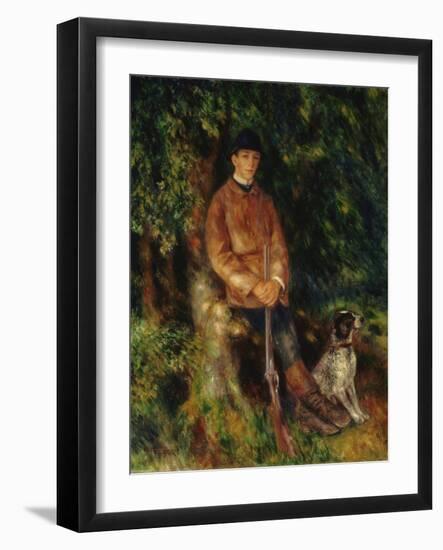 Portrait of Alfred Berard with His Dog, 1881 (Oil on Canvas)-Pierre Auguste Renoir-Framed Giclee Print