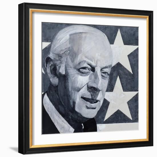 Portrait of Alistair Cooke, illustration for 'The Listener', 1970s-Barry Fantoni-Framed Giclee Print