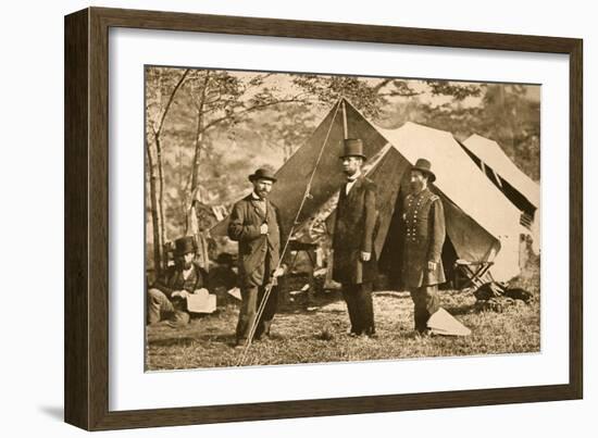 Portrait of Allan Pinkerton, President Lincoln and Major J. A. Mcclernand, 1862-Mathew Brady-Framed Giclee Print