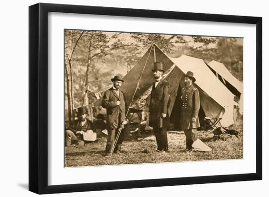Portrait of Allan Pinkerton, President Lincoln and Major J. A. Mcclernand, 1862-Mathew Brady-Framed Giclee Print