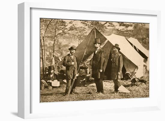 Portrait of Allan Pinkerton, President Lincoln and Major J. A. Mcclernand, 1862-Mathew Brady-Framed Giclee Print