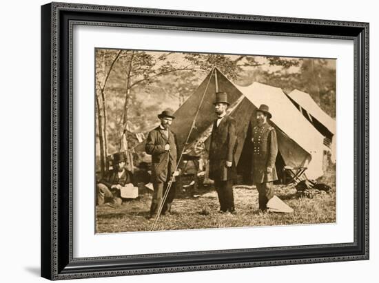 Portrait of Allan Pinkerton, President Lincoln and Major J. A. Mcclernand, 1862-Mathew Brady-Framed Giclee Print