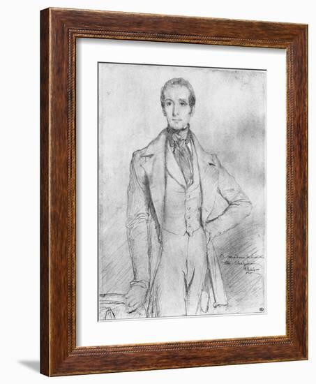 Portrait of Alphonse De Lamartine, 1844-Theodore Chasseriau-Framed Giclee Print