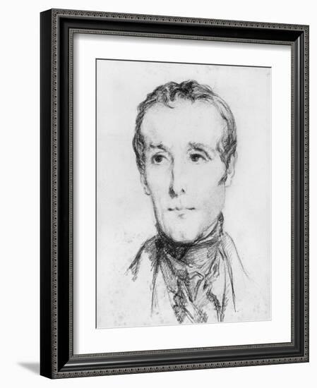 Portrait of Alphonse De Lamartine, C.1848-Theodore Chasseriau-Framed Giclee Print