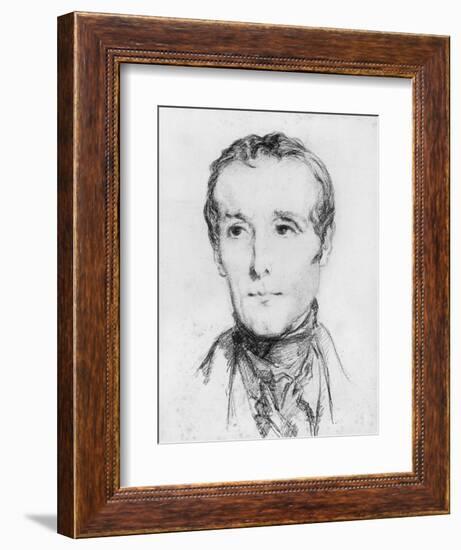 Portrait of Alphonse De Lamartine, C.1848-Theodore Chasseriau-Framed Giclee Print