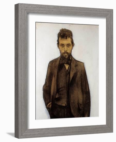 Portrait of Amadeo Vives (1871-1932) composer (pastel)-Ramon Casas i Carbo-Framed Giclee Print