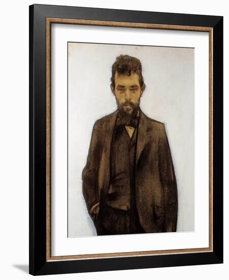 Portrait of Amadeo Vives (1871-1932) composer (pastel)-Ramon Casas i Carbo-Framed Giclee Print