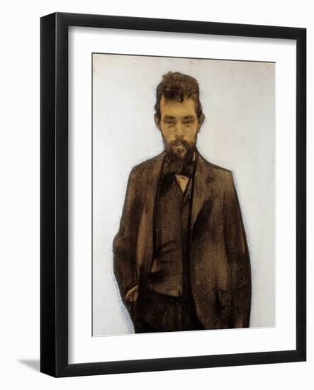 Portrait of Amadeo Vives (1871-1932) composer (pastel)-Ramon Casas i Carbo-Framed Giclee Print