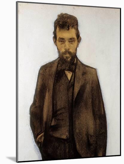 Portrait of Amadeo Vives (1871-1932) composer (pastel)-Ramon Casas i Carbo-Mounted Giclee Print
