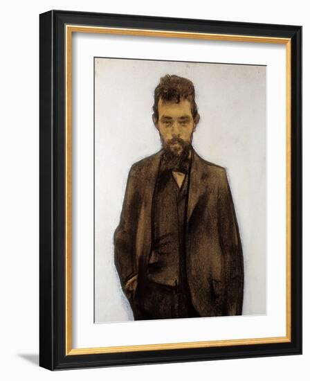 Portrait of Amadeo Vives (1871-1932) composer (pastel)-Ramon Casas i Carbo-Framed Giclee Print