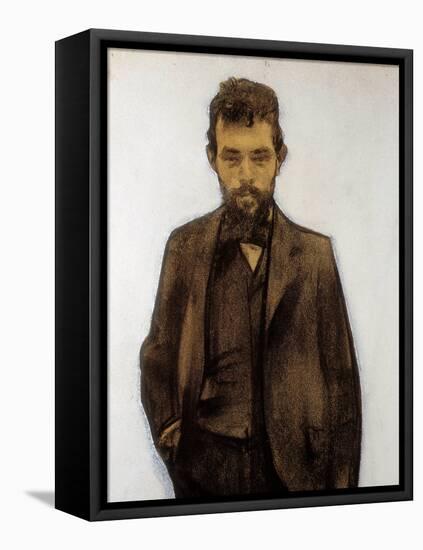 Portrait of Amadeo Vives (1871-1932) composer (pastel)-Ramon Casas i Carbo-Framed Premier Image Canvas