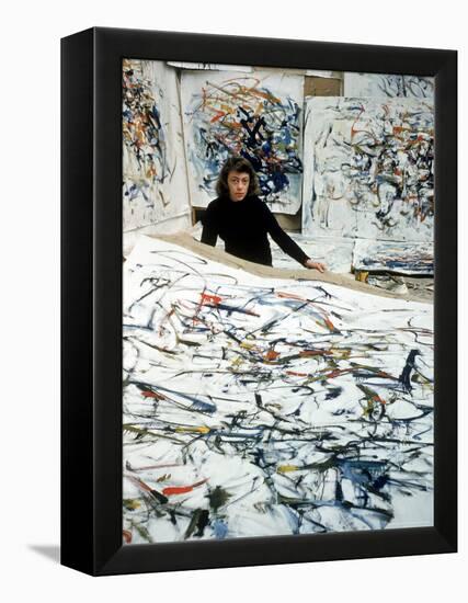 Portrait of American Born Painter Joan Mitchell in Her Studio-Loomis Dean-Framed Premier Image Canvas