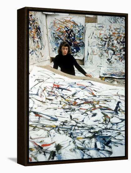 Portrait of American Born Painter Joan Mitchell in Her Studio-Loomis Dean-Framed Premier Image Canvas