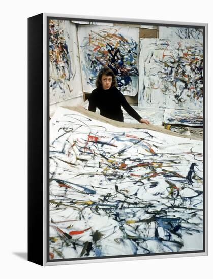 Portrait of American Born Painter Joan Mitchell in Her Studio-Loomis Dean-Framed Premier Image Canvas