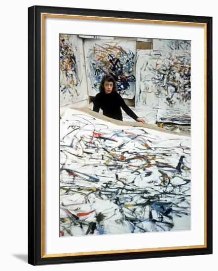 Portrait of American Born Painter Joan Mitchell in Her Studio-Loomis Dean-Framed Premium Photographic Print