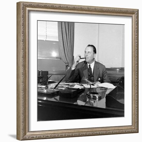 Portrait of American Businessman and Founder of Pan American Airways Juan Trippe, NY 1941-George Strock-Framed Photographic Print