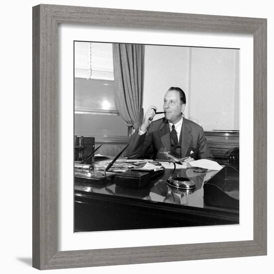 Portrait of American Businessman and Founder of Pan American Airways Juan Trippe, NY 1941-George Strock-Framed Photographic Print