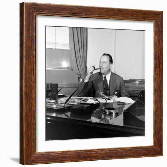 Portrait of American Businessman and Founder of Pan American Airways Juan Trippe, NY 1941-George Strock-Framed Photographic Print