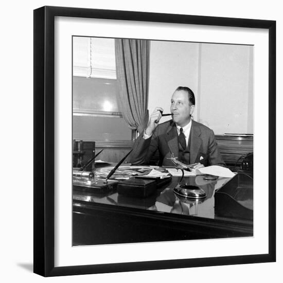 Portrait of American Businessman and Founder of Pan American Airways Juan Trippe, NY 1941-George Strock-Framed Photographic Print