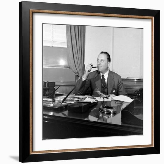 Portrait of American Businessman and Founder of Pan American Airways Juan Trippe, NY 1941-George Strock-Framed Photographic Print