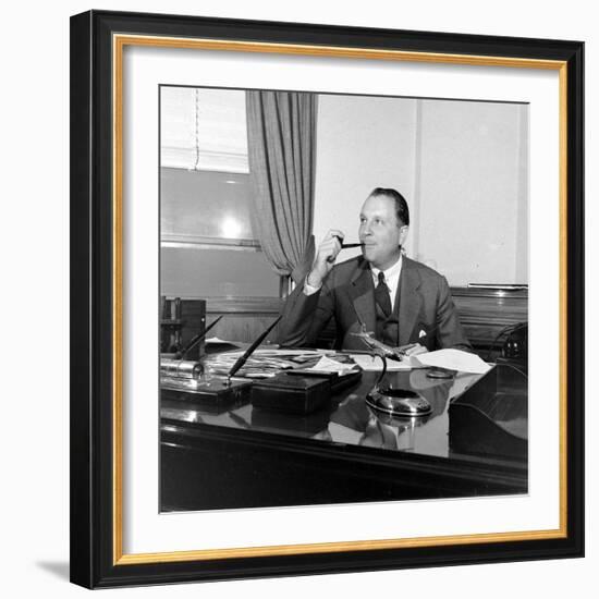 Portrait of American Businessman and Founder of Pan American Airways Juan Trippe, NY 1941-George Strock-Framed Photographic Print