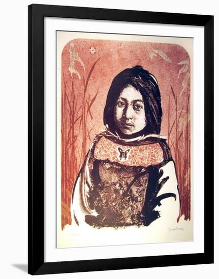 Portrait of an American Indian Girl-John Shemitt Houser-Framed Limited Edition