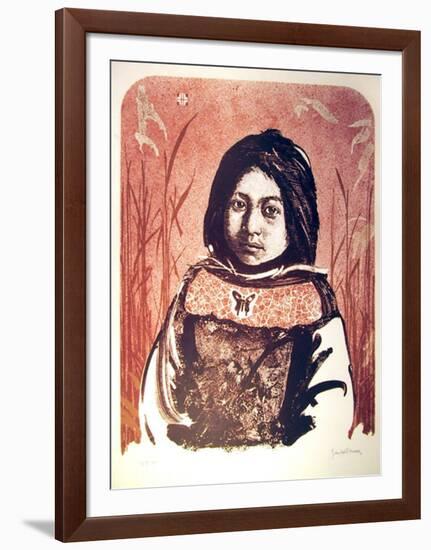 Portrait of an American Indian Girl-John Shemitt Houser-Framed Limited Edition