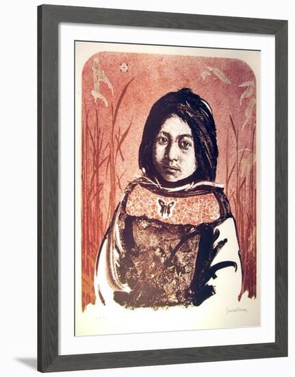 Portrait of an American Indian Girl-John Shemitt Houser-Framed Limited Edition