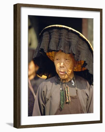 Portrait of an Elderly Hakka Woman, Hong Kong, China-Fraser Hall-Framed Photographic Print