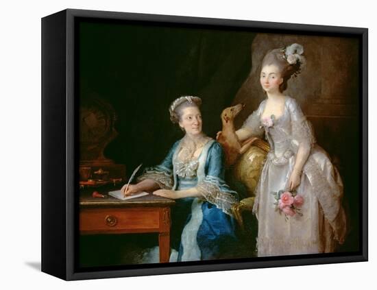 Portrait of an Elderly Lady with Her Daughter-Anne Vallayer-coster-Framed Premier Image Canvas