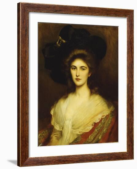 Portrait of an Elegant Lady in a Black Hat-Albert Lynch-Framed Giclee Print