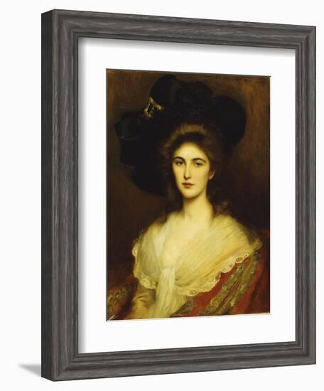 Portrait of an Elegant Lady in a Black Hat-Albert Lynch-Framed Giclee Print