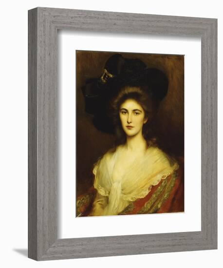 Portrait of an Elegant Lady in a Black Hat-Albert Lynch-Framed Giclee Print