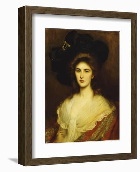 Portrait of an Elegant Lady in a Black Hat-Albert Lynch-Framed Giclee Print